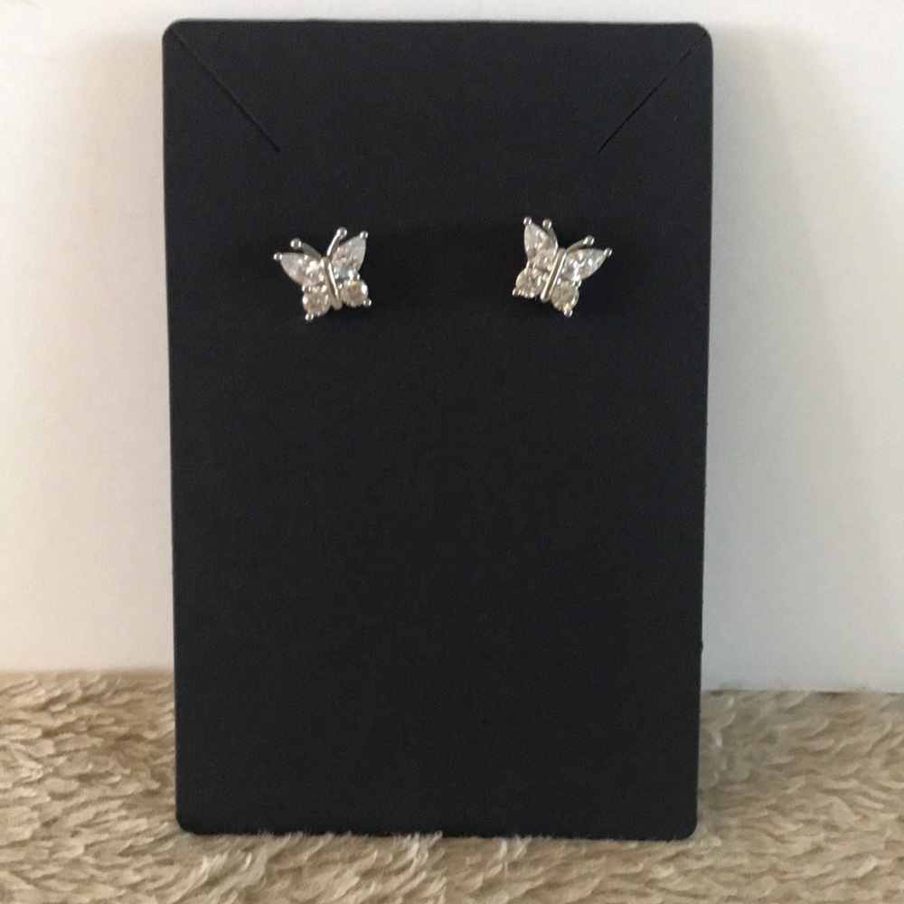 Elegant Silver Butterfly Stud Earrings